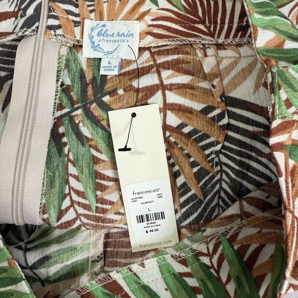 NWT Blue Rain Womens Tropical Leaf Print Shorts Large Ruffled Hem Beach Resort - Picture 10 of 12